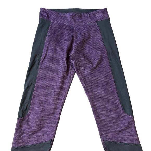 S Champion C9 Dark Purple Black Zip Pocket Stretch Ankle Athletic Leggings B9130 - Picture 2 of 4